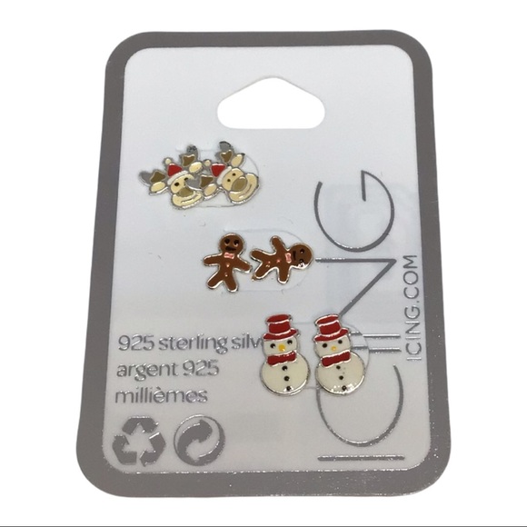 ☃️ 3-Set Sterling Silver Children’s Holiday Earrings - Picture 1 of 3